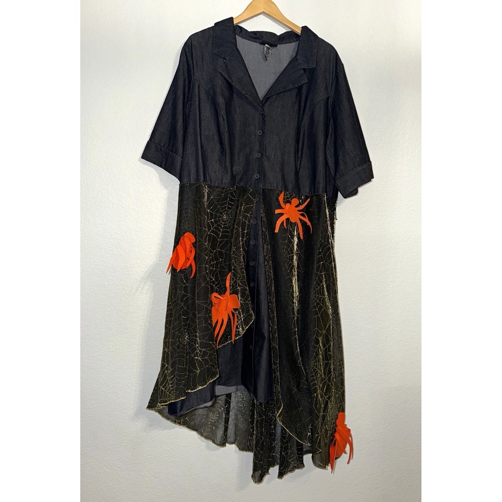 Lane Bryant Halloween Spider Web Black Orange Spider Shirt Dress Plus Size